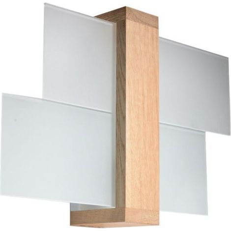 Applique Murale Bois 2 rectangles de Verre pour Ampoule E27 - Marron - SILUMEN (1/5)