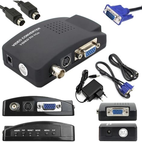 BNC/VGA/S-Video-zu-VGA-Konverter, 1080p-DVD-Kamerabild an Monitor (1/5)