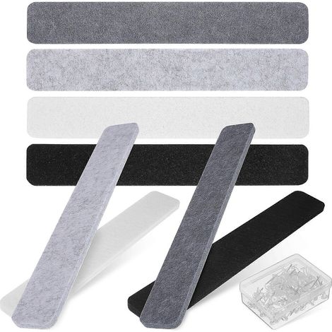Lot de 8 bandes adhésives en feutrine pour tableau d'affichage avec 50 punaises transparentes pour mémos, notes et photos. (1/5)