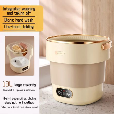Machine à laver portable pliable 13 L (blanc cassé) avec fonction essorage (1/5)