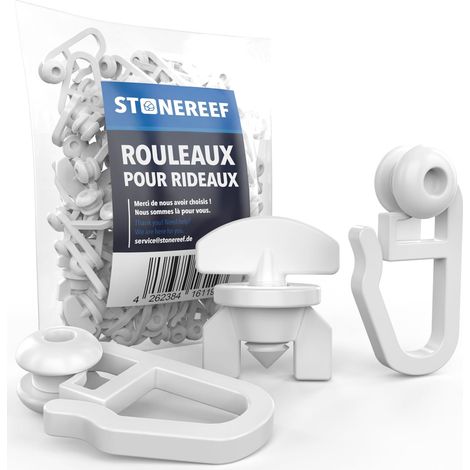 roulettes Rideau pour Rail 100 Crochets + 6 butoirs Galon fronceur (1/5)