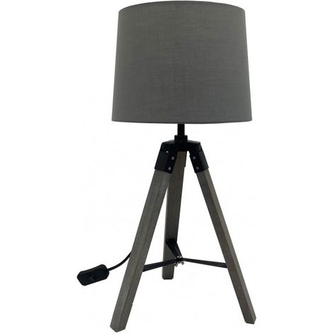 FABRILAMPE 162371028 Tischlampe Julen 1xe27 Holz Grau/Schwarz 52x24x24 cm