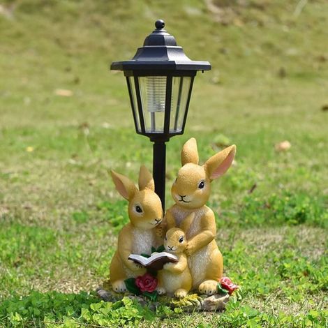 1 Solar-Gartenfigur, dekorativer Hase mit integrierter Laterne, wetterfeste Außendekoration für Garten oder Terrasse