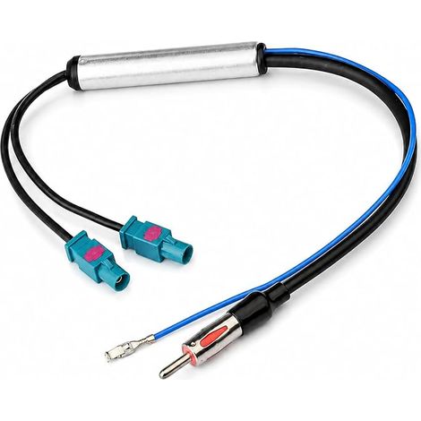 Adaptateur Antenne Autoradio Double Fakra Z vers DIN, Adaptateur avec Amplificateur FM AM Dab+ Signal Radio Voiture 30cm, Câble Fakra Z Mâle vers DIN pour Autoradio GPS Stéréo Véhicule (1/5)