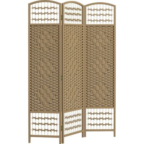 Paravent intérieur en bois séparateur de pièce cloison pliable 3 panneaux 120 x 170 cm bois naturel