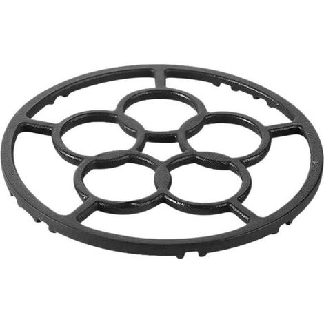 Anillo de hierro fundido para quemador - Soporte para sartenes - Cocción estable - Hierro fundido resistente al calor - 18 cm de diámetro - Negro (1/5)
