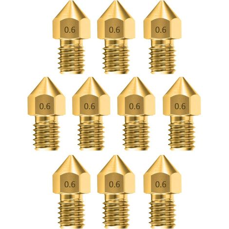 10 Stück 0,6 mm Extruder 3D-Druckerdüsen-Druckkopf für Makerbot Creality Cr-10 Ender 3 und Ender 5