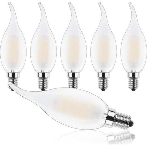 CCYKXA  E14 4W LED Candle Bulb, C35 Filament Candle Shape LED Bulb, Warm White 2700K, for Chandeliers, 4W Replaces 40W, 400lm, Non-Dimmable, Pack of 6
