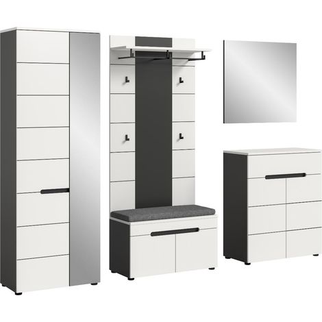 Canu Garderobenmöbel Set C5 inkl. Kissen weiß, grau.