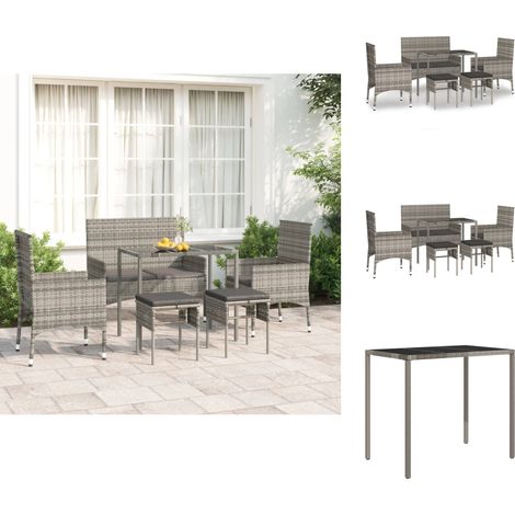 Gartenmöbel-Sets - Living 6-tlg. Garten-Lounge-Set mit Kissen Grau Poly Rattan (1/5)