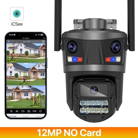Caméra dôme - Three Lens Outdoor WIFI IP Camera - 12MP - Tri-objectif - Détection humaine