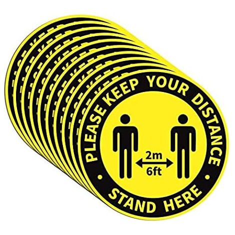 Filiyano-Lot de 10 autocollants de sol représentant des pieds « Tenez-vous ici » pour le marquage au sol (1/4)