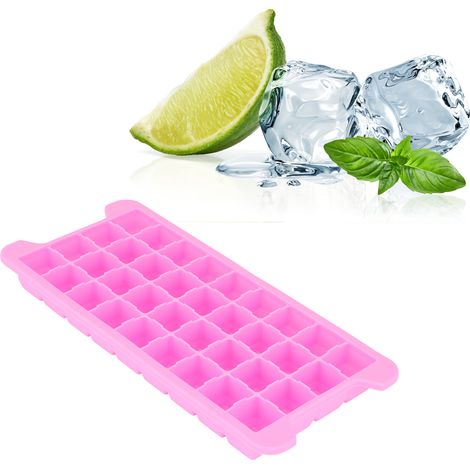Bac à glaçons 36 compartiments avec couvercle, empilable, joint en silicone, accessoire de cuisine/bar, rose (1/5)