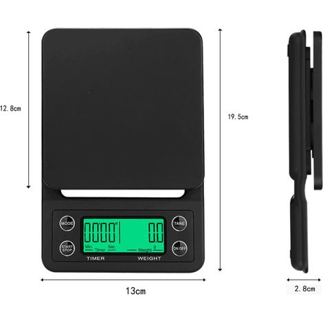 Balance de cuisine numérique, balance alimentaire 5 kg/0,1 g, balance multifonction avec pesage très précis, fonction tare en grammes, idéale pour la pâtisserie, la cuisine et le pesage des grains de  (1/5)