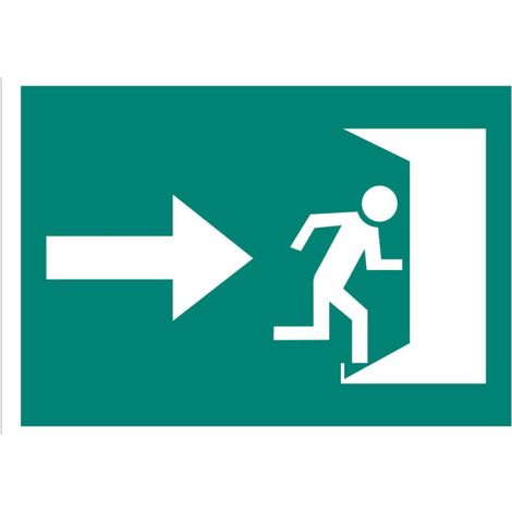 Señal evacuación Salida emergencia puerta derecha, de solo pictograma                                                   Señal PVC luminiscente       210X148