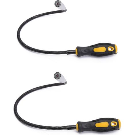 Lntyq Outil de Ramassage - Barre Magnétique Flexible avec LED - 580 mm - Pince Magnétique - Force de Traction 8lb - Aimanté Ramasse