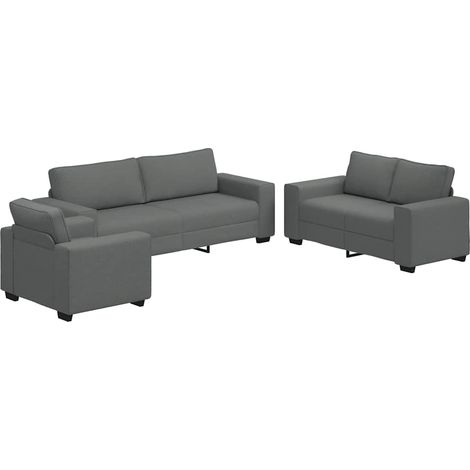 Maison Exclusive - Set di Divani 3 pz con Cuscini Grigio Scuro in Tessuto (1/5)