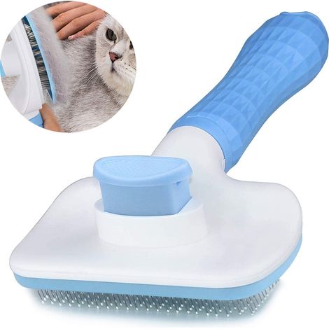 1 Brosse pour chiens et chats, poils longs et courts, élimination poils en un clic, acier inoxydable