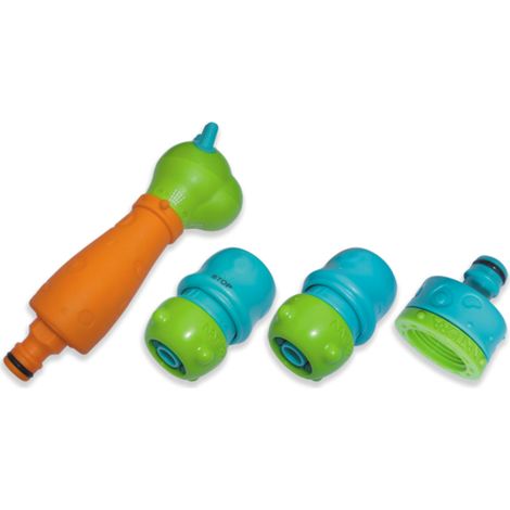 Juego de riego infantil Bradas Black Line para manguera de 1/2" o 5/8", boquilla multifuncional + conectores rápidos 5893 (1/2)