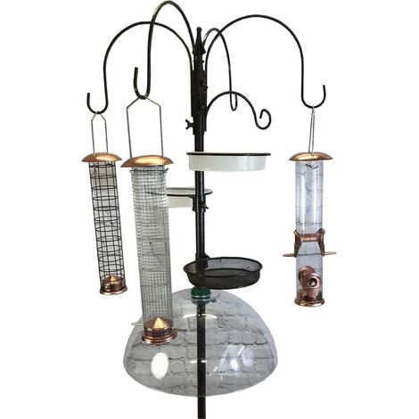 Deluxe Complete Metal Bird Feeding Station with Large Copper Style Feeders & Baffle (1/5)