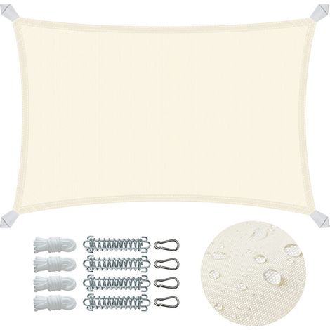 Vounot – Voile d'ombrage rectangulaire imperméable 3x2m – Tissu 160g/m² polyester – Protection UV 95% – Kit de montage inclus