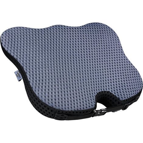 Keilförmiges Autositzkissen – Verbessert die Sicht und lindert Ischiasbeschwerden. Hochdichter Memory-Schaum, ergonomisches, rutschfestes Design – Grau, 47 x 42 x 7,5 cm (1/5)