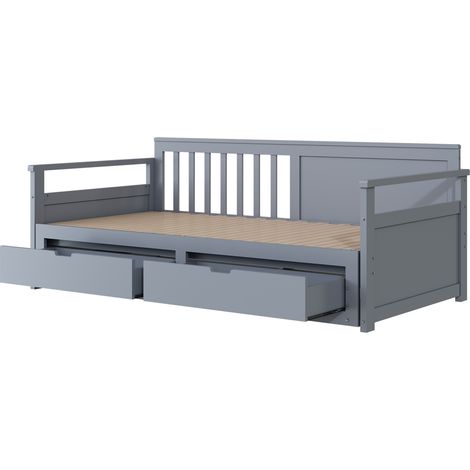 Cama diván multifunción 90 x 190 cm convertible en 180 x 190 cm con cajones gris (1/5)