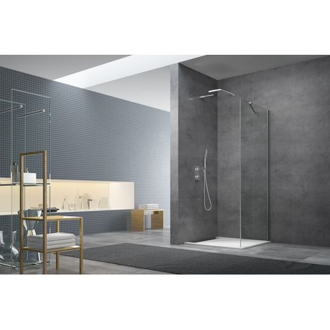 Swiss Aqua Technologies SK by Siko Pannello laterale per porta doccia walk-in, 80x195 cm, vetro Easy Clean, cromo lucido (SIKOST