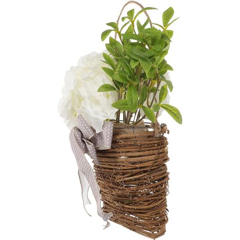 Realistic Artificial Flower Basket, No Watering or Pruning Required, Rattan Silk Flowers, Hanging Decoration for Wedding Banquet (1/5)