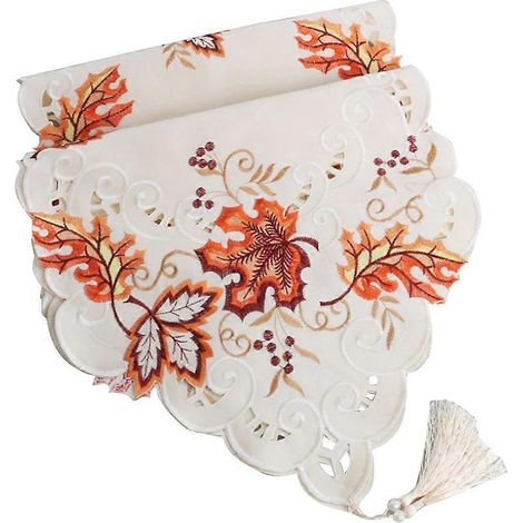 Nappe de table brodée ajourée avec drapeau de Noël (1 pièce) pour décoration de fête (1/5)