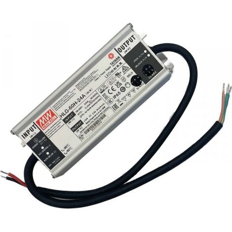 MW MEAN WELL HLG-60H-24A Alimentatore Led Driver CV CC IP67 60W 24V 2,5A Input 220V e 110V