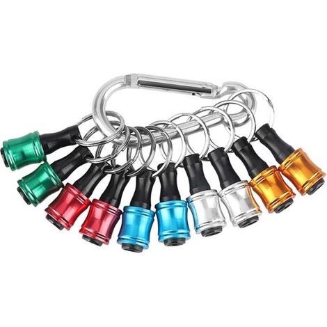 10 Porte-embouts, tige hexagonale 1/4 pouce, alliage d'aluminium, avec anneau, pour perceuse et tournevis (1/5)