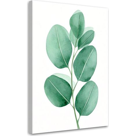 Quadro su tela, Foglie Acquerello Verde Minimalismo - 40x60 (1/3)