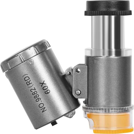 60-fach vergrößernde, beleuchtete Lupe mit 2 LEDs und 1 UV-Lampe, einstellbarer Fokus, ideal für Juweliere, Uhrmacher, Gemmologen und Amateure. (1/3)