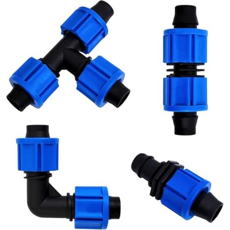 4 lots de 40 raccords bleus d’irrigation goutte-à-goutte – Outils agricoles – Raccord universel pour tuyau (20mm) (1/5)