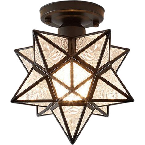 Plafonnier moderne en forme d'étoile de Moravie, lampe nordique semi-encastrée avec abat-jour en verre – Allée, couloir, entrée, balcon, compatible avec les fixations standard (1/5)