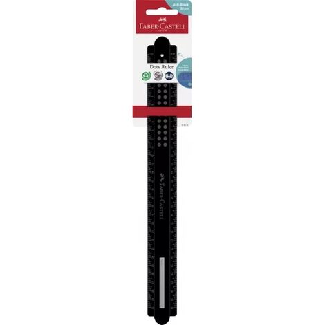 La regla Faber Castell Dots de 30cm no solo ofrece durabilidad y funcionalidad excepcionales, sino que también aporta un toque de estilo con sus color