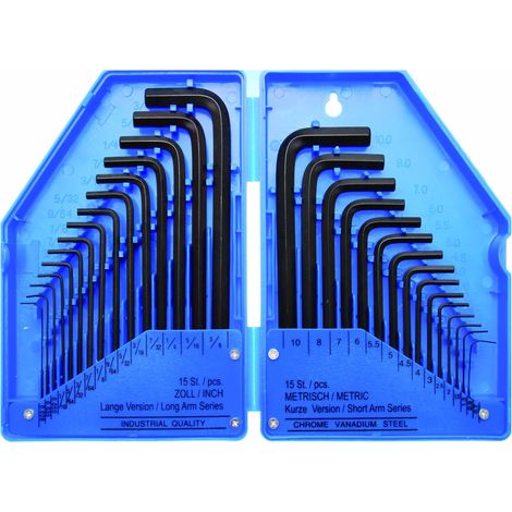 Bgs Technic – Jeu de 30 clés BTR métriques et pouces – Clés en chrome-vanadium – Hexagone intérieur – Pour espaces confinés (1/7)