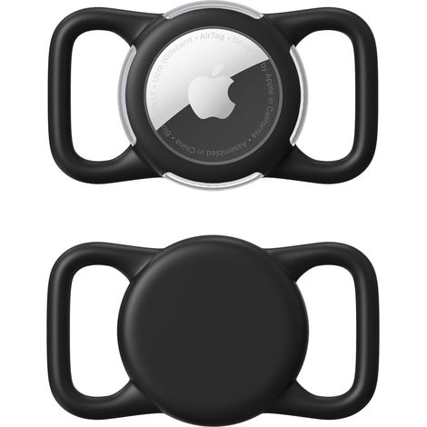 Housse de protection étanche Airtag pour collier de chien et chat, protection intégrale souple et résistante, facile à installer, légère et transparente (noire, taille standard) (lot de 2)