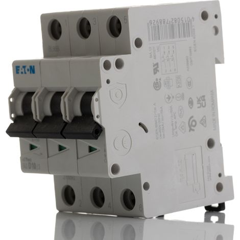 Disjoncteur Eaton Eaton Moeller 3P, 10A, pouvoir de coupure 10 kA, montage rail DIN ( Prix pour 1 )