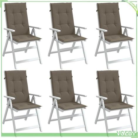 4002438 Coussins de chaise à dossier haut lot de 6 taupe mélangé tissu (1/5)