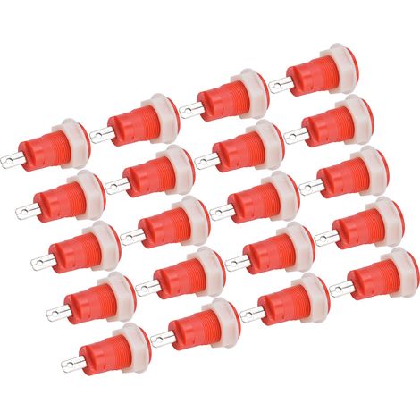 Lot de 20 douilles banane prise de terre laiton soudure sécurisée 4mm 1000V 32A rouge pour connecteur banane 0.16in trou 12mm (1/5)