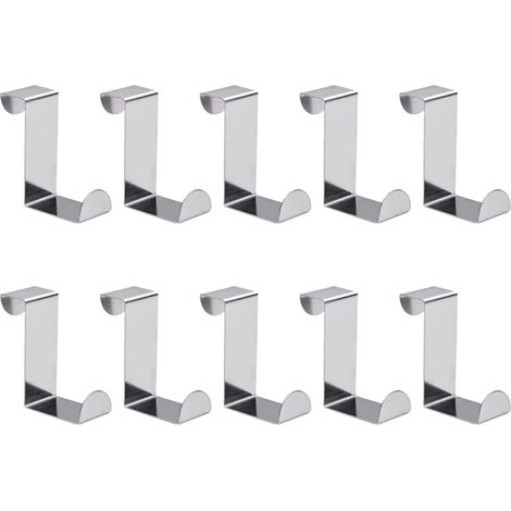 BEBUSINGOTO 10 PCS Crochets de Porte en Acier Inoxydable, Réversibles pour Porte Standart et Placard Armoire (1/5)