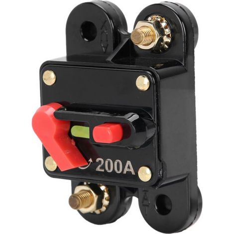 Disjoncteur 200A 12-24V DC avec réinitialisation manuelle pour onduleur, adapté à l'audio de voiture et moto, fusible de protection (1/5)