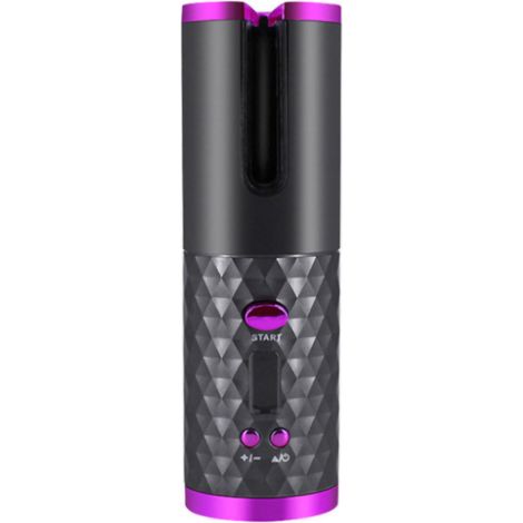 Cylindre Boucleur Automatique Sans Fil Fer à Friser Réglable Température Chauffe Rapide Rechargeable Gris Coiffure (1/5)