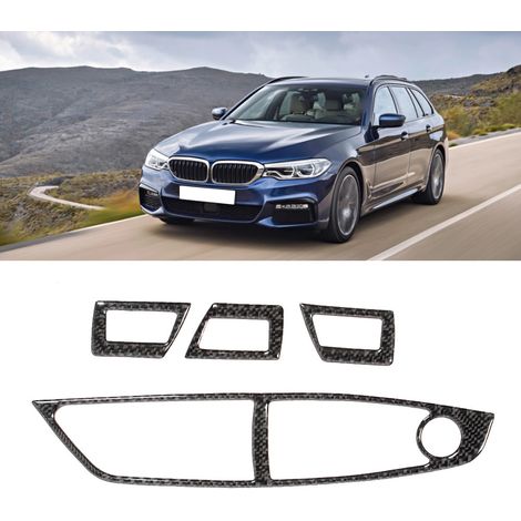 Lot de 4 autocollants de garniture de panneau de lève-vitre en fibre de carbone pour BMW Série 5 F10 (2011-2018) (1/4)