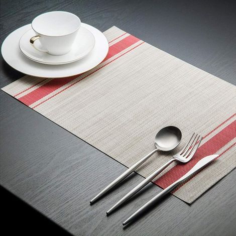 Set mit 6 abwaschbaren PVC-Tischsets, rutschfest, hitzebeständig, leicht zu reinigen und zu verstauen. (1/5)