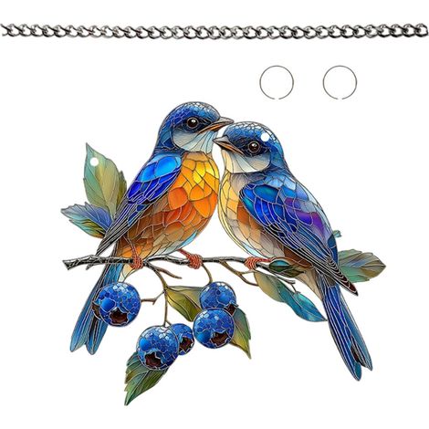 Adorno colgante de pájaro colorido de acrílico fino 2D - F303 2 (1/2)