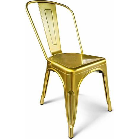 ORION91oficial® - Silla BETA Dorada de Acero Estilo Industrial  Apilable, Resistente 110 kg, Antideslizante  Comedor Cocina Oficina  SpazioLuzio (1/5)