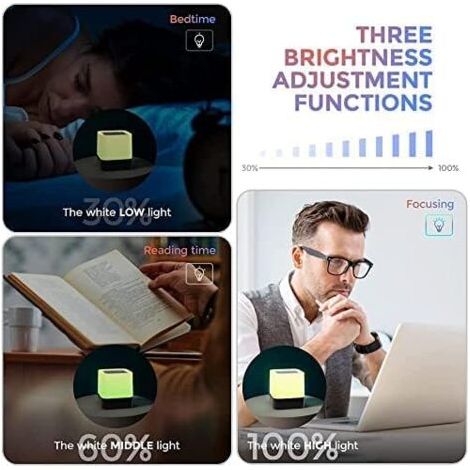 Lampada da comodino, sveglia con luce bianca, altoparlante Bluetooth portatile, sveglia digitale con controllo touch e luce notturna multicolore (1/4)